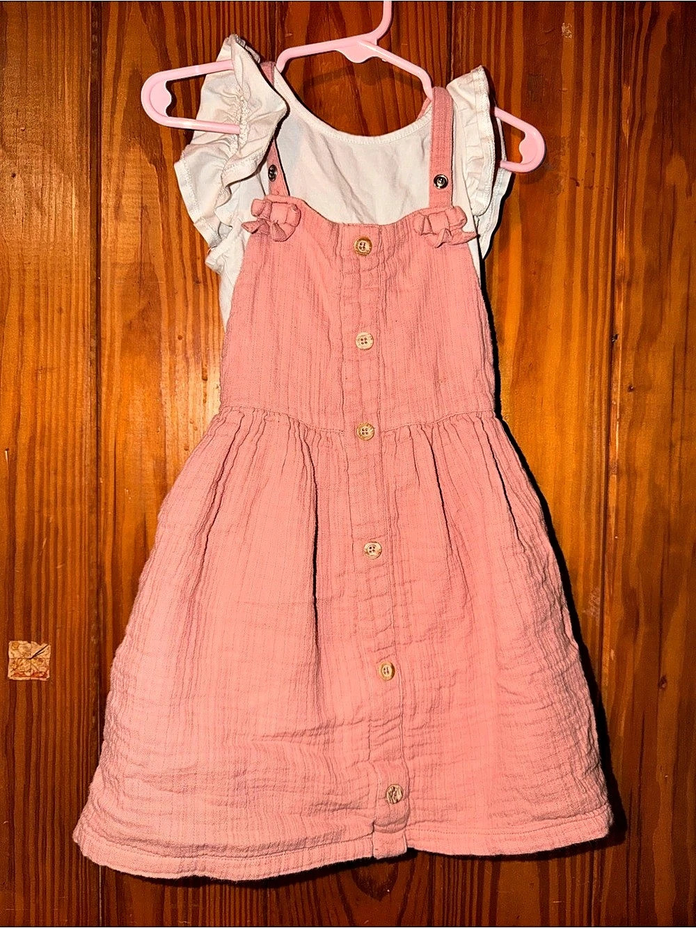 Rachel Ashwell Girls Pink & White Cotton Dress Size 4T